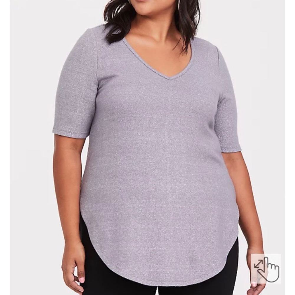 *2/$15 Bundle* Torrid Grey Sparkle Hacci Tunic Half Sleeve V Neck Top Size 1X